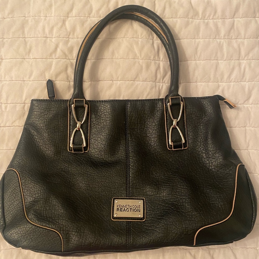 Kenneth Cole Reaction Black Leather Tote Bag